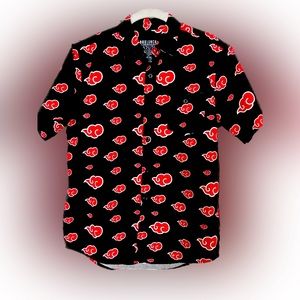 ASAP Boxlunch Naruto graphic print button down short sleeve shirt in black. S